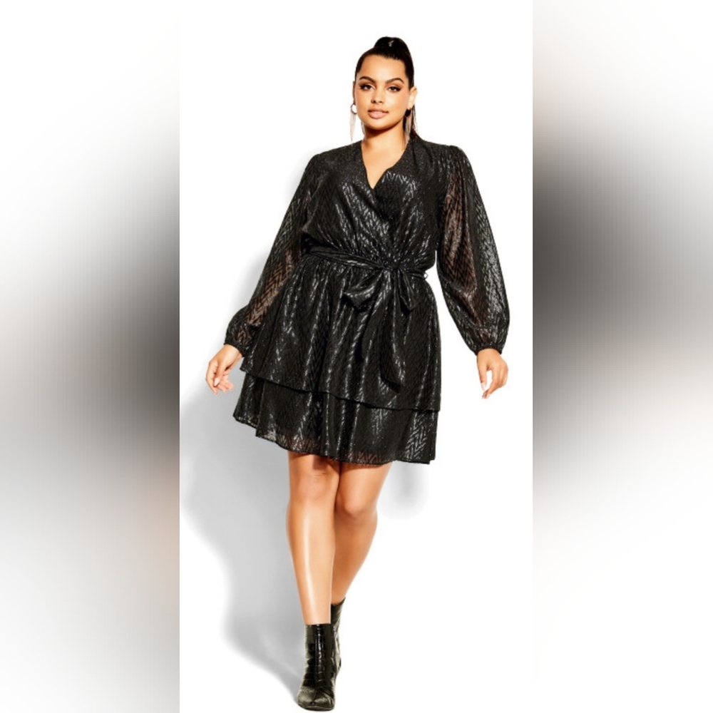 City Chic Black Long Sleeve Dress